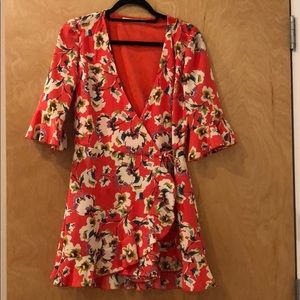 Zara flowery wrap dress